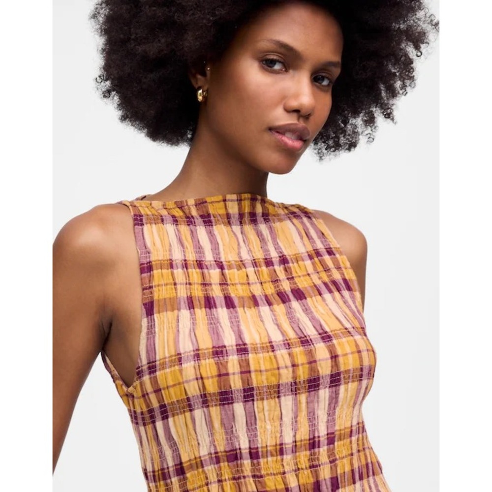 Madewell Yellow and Burgundy Plaid Maxi Dress - Picture 3 of 10